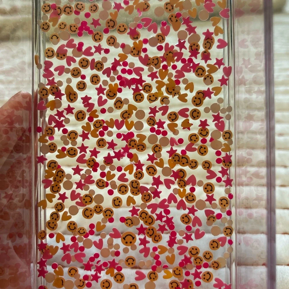 Acrylic tray from Etsy. Pink and orange detailing.